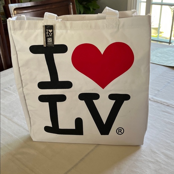 Handbags - I Love LV White Canvas Tote Bag with Red Heart